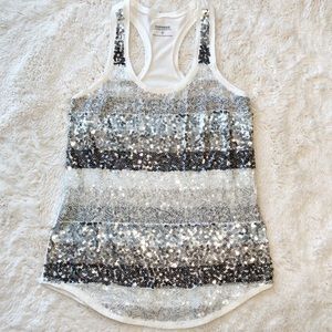 {Express} Lacy Sequin Tank